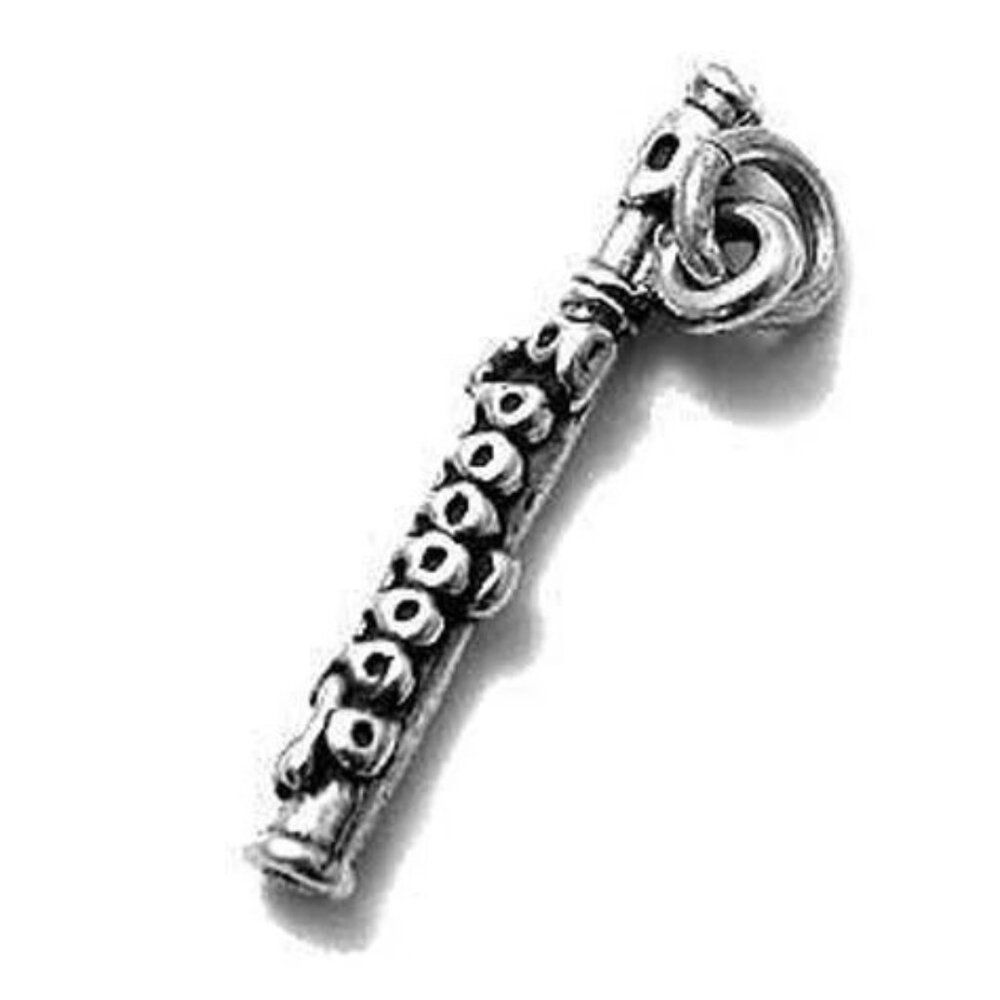 FLUTE CHARM. 3D STERLING SILVER